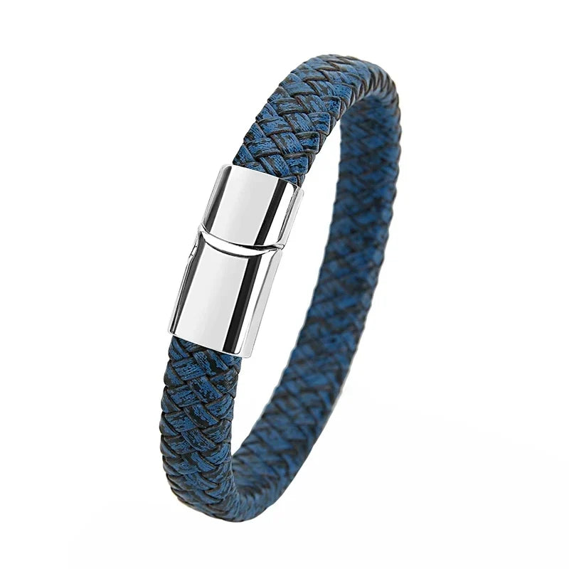 Stylish Black Leather Men's Bracelet