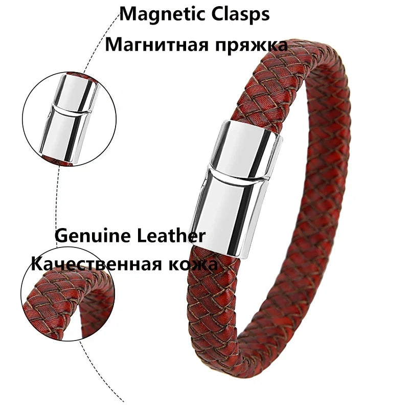 Stylish Black Leather Men's Bracelet